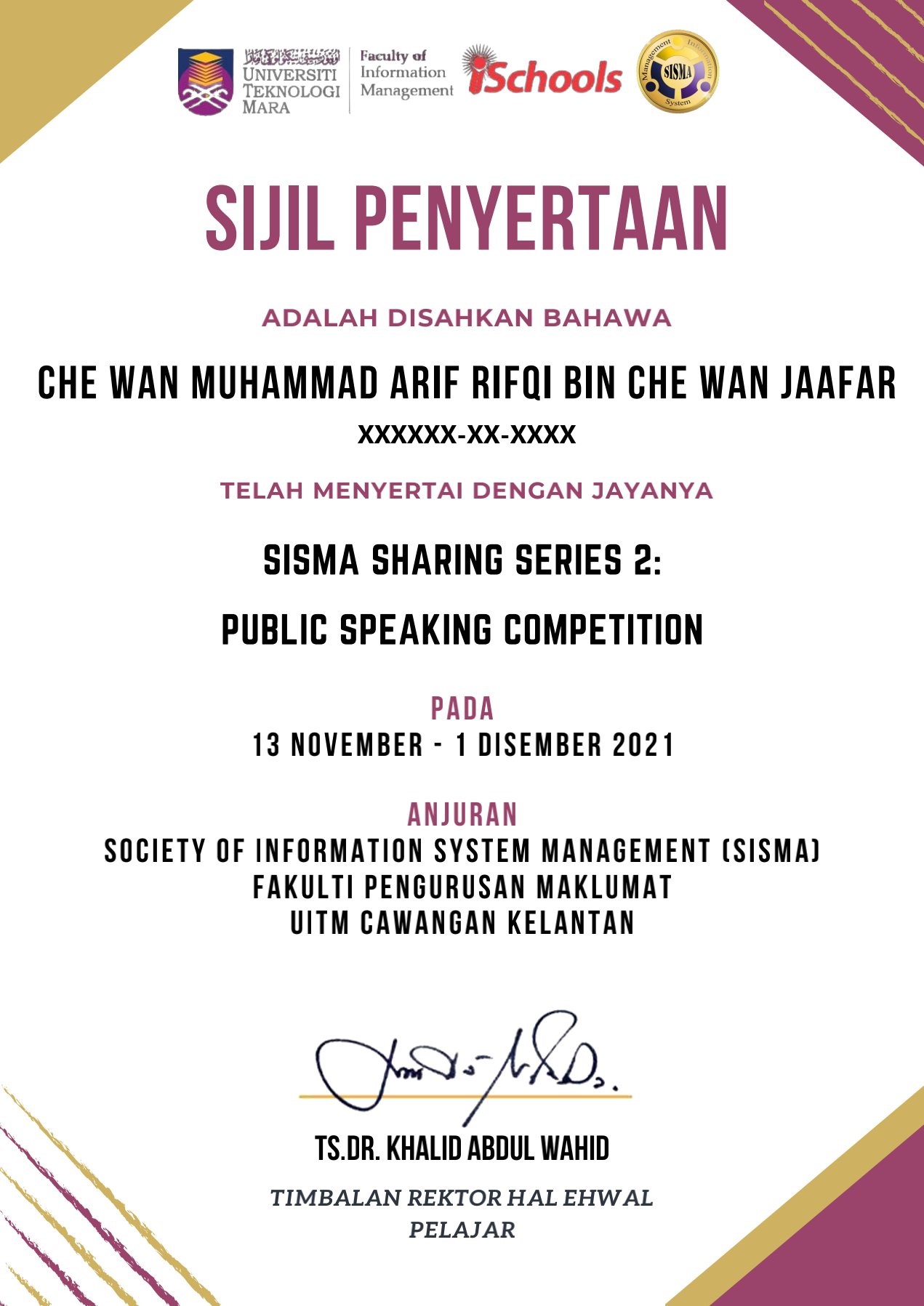 Public Speaking Certificate